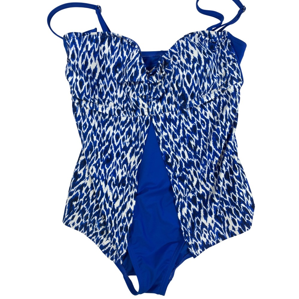 Beach Diva One Piece Swimsuit Women Blue Ikat Animal Print Slimming Bra 16